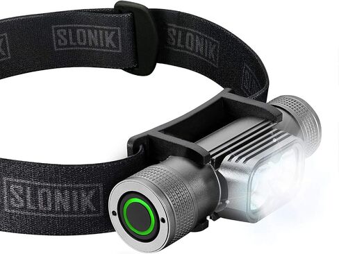 SLONIK Rechargeable Headlamp for Adults - 1000 Lumens Super Bright 60 ft Beam LED Flashlight - Lightweight, Heavy-Duty, IPX8 Waterproof Hard Hat Light - Camping Gear, Running Headlight, Black in Saudi Arabia