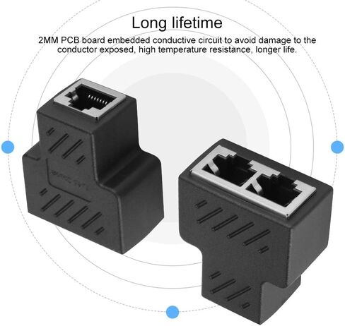 ASHATA RJ45 Network Splitter, 2PCS 3.5MM Male 3-Channel Network RJ45 8-core Jack Splitter Adapter POE Network Distributor in Saudi Arabia
