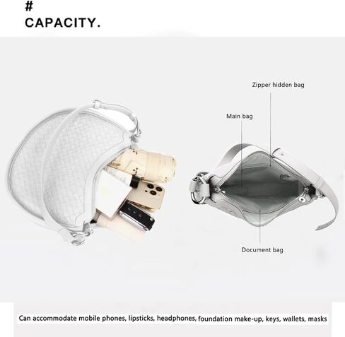 Crescent Shoulder Bag for Women, Woven Crossbody Bag, Small Clutch Purse, Hobo Tote Handbags with Detachable Straps in Saudi Arabia
