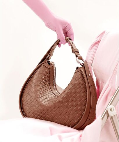 Crescent Shoulder Bag for Women, Woven Crossbody Bag, Small Clutch Purse, Hobo Tote Handbags with Detachable Straps in Saudi Arabia