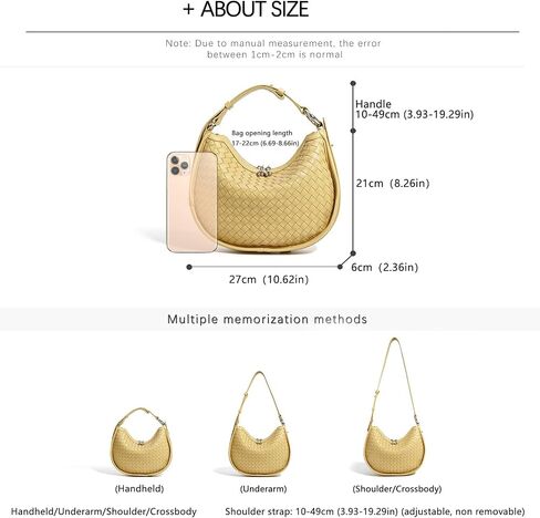Crescent Shoulder Bag for Women, Woven Crossbody Bag, Small Clutch Purse, Hobo Tote Handbags with Detachable Straps in Saudi Arabia