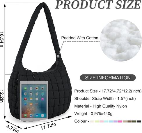 Quilted Puffer Tote Bag for Women Large Quilted Crossbody Bag Lightweight Nylon Puffy Quilted Carryall Hobo Puff Shoulder Bag in Saudi Arabia