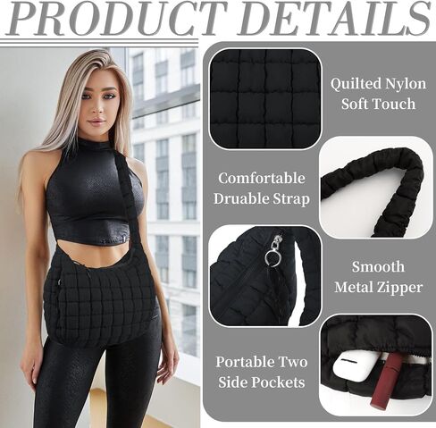 Quilted Puffer Tote Bag for Women Large Quilted Crossbody Bag Lightweight Nylon Puffy Quilted Carryall Hobo Puff Shoulder Bag in Saudi Arabia