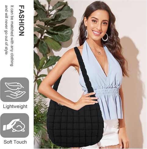 Quilted Puffer Tote Bag for Women Large Quilted Crossbody Bag Lightweight Nylon Puffy Quilted Carryall Hobo Puff Shoulder Bag in Saudi Arabia