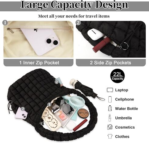Quilted Puffer Tote Bag for Women Large Quilted Crossbody Bag Lightweight Nylon Puffy Quilted Carryall Hobo Puff Shoulder Bag in Saudi Arabia