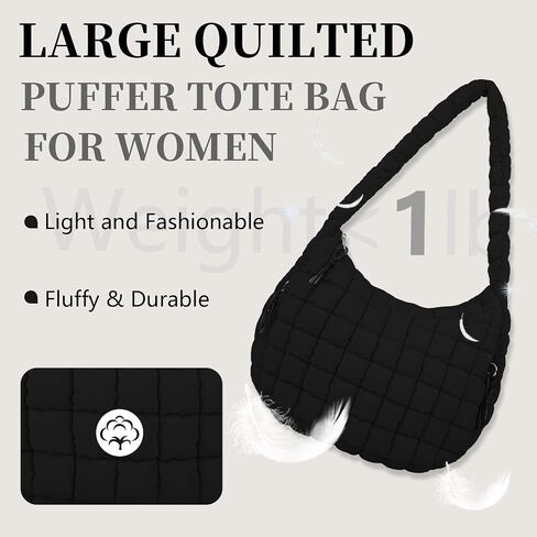Quilted Puffer Tote Bag for Women Large Quilted Crossbody Bag Lightweight Nylon Puffy Quilted Carryall Hobo Puff Shoulder Bag in Saudi Arabia