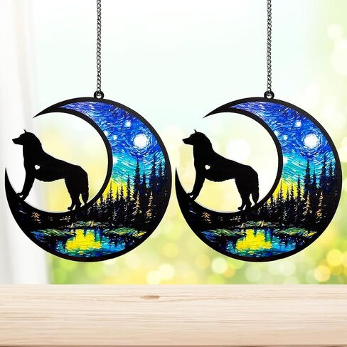 Fhiny Cat Memorial Suncatcher, 2 Pack Memorial Gift for Cat Lovers Loss of Cat Sympathy Gift Kitty on Moon Pet Remembrance Gifts Hanging Window Decor for Pet Christmas Halloween Suncatcher (Cat A) in Saudi Arabia