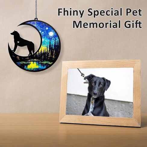 Fhiny Cat Memorial Suncatcher, 2 Pack Memorial Gift for Cat Lovers Loss of Cat Sympathy Gift Kitty on Moon Pet Remembrance Gifts Hanging Window Decor for Pet Christmas Halloween Suncatcher (Cat A) in Saudi Arabia