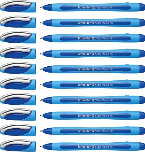 Schneider Slider Memo XB (Extra Broad) Ballpoint Pen, 1.4 mm, Light Blue Barrel, Black Ink, Box of 10 Pens (150201) in Saudi Arabia