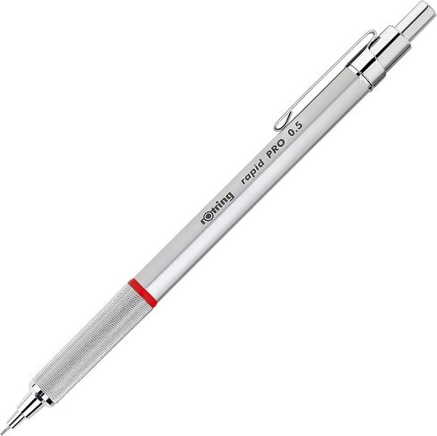 rOtring Rapid Pro Retractable Ballpoint Technical Drawing Pen, Medium Point, Blue Ink, Black Full-Metal Body in Saudi Arabia