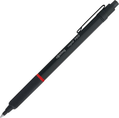 rOtring Rapid Pro Retractable Ballpoint Technical Drawing Pen, Medium Point, Blue Ink, Black Full-Metal Body in Saudi Arabia