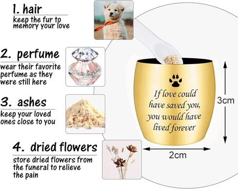 Small Cremation Urn for Pet Ashes 2 inches Mini Pet Paw Keepsake Urn Stainless Steel Memorial Keepsake Urns for Dogs Cats Ashes Holder-If Love Could Have Saved You (Black) in Kuwait