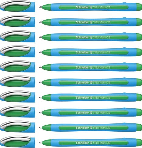 Schneider Slider Memo XB (Extra Broad) Ballpoint Pen, 1.4 mm, Light Blue Barrel, Black Ink, Box of 10 Pens (150201) in Saudi Arabia