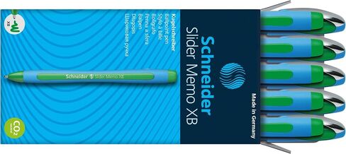 Schneider Slider Memo XB (Extra Broad) Ballpoint Pen, 1.4 mm, Light Blue Barrel, Black Ink, Box of 10 Pens (150201) in Saudi Arabia