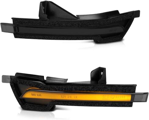 [إشارة انعطاف متتابعة] لـ 2015-2022 Ford Mustang S550 Dark Smoke Amber LED شرائط جانبية مرآة مؤشر الضوء الوامض استبدال المصباح، جانب السائق والراكب in Saudi Arabia