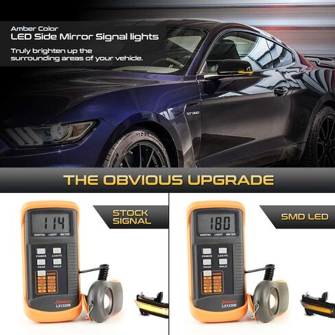 [إشارة انعطاف متتابعة] لـ 2015-2022 Ford Mustang S550 Dark Smoke Amber LED شرائط جانبية مرآة مؤشر الضوء الوامض استبدال المصباح، جانب السائق والراكب in Saudi Arabia