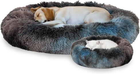 سرير للقطط والكلاب فائق النعومة ومهدئ على شكل كعكة الدونات. غطاء قابل للإزالة، يمكن غسله في الغسالة، مضاد للانزلاق، نسيج قطيفة من الفرو المنفوش، مضاد للقلق. (17'/25'/33'/41) in Kuwait