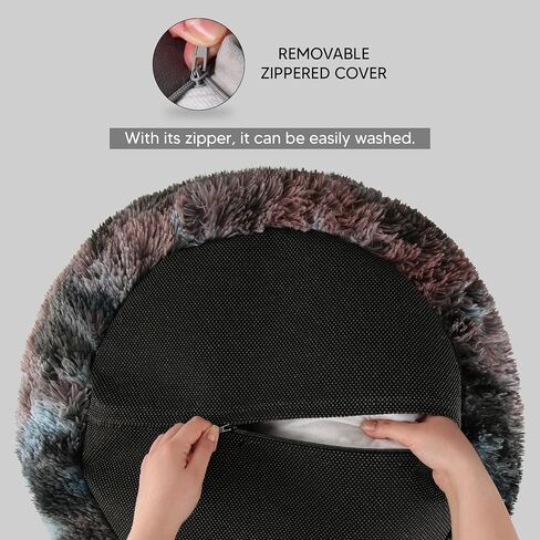 سرير للقطط والكلاب فائق النعومة ومهدئ على شكل كعكة الدونات. غطاء قابل للإزالة، يمكن غسله في الغسالة، مضاد للانزلاق، نسيج قطيفة من الفرو المنفوش، مضاد للقلق. (17'/25'/33'/41) in Kuwait