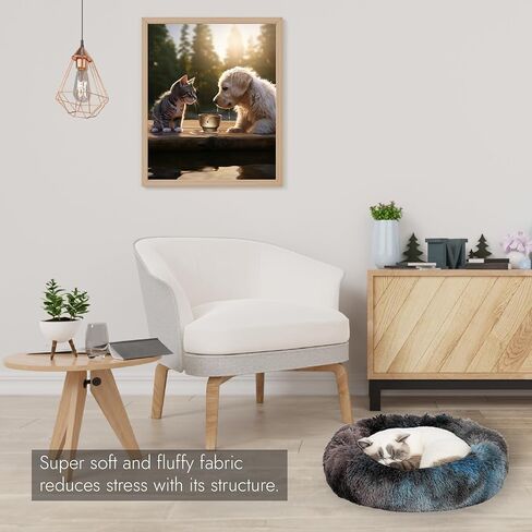 سرير للقطط والكلاب فائق النعومة ومهدئ على شكل كعكة الدونات. غطاء قابل للإزالة، يمكن غسله في الغسالة، مضاد للانزلاق، نسيج قطيفة من الفرو المنفوش، مضاد للقلق. (17'/25'/33'/41) in Kuwait