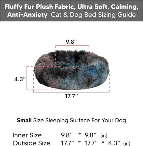 سرير للقطط والكلاب فائق النعومة ومهدئ على شكل كعكة الدونات. غطاء قابل للإزالة، يمكن غسله في الغسالة، مضاد للانزلاق، نسيج قطيفة من الفرو المنفوش، مضاد للقلق. (17'/25'/33'/41) in Kuwait