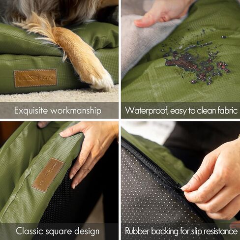 ClevaHome Orthopedic Dog Bed for Large Dogs, Dual Layer Waterproof Round Pet Bed with Washable Cover Nonslip Bottom (Olive Branch) in Kuwait