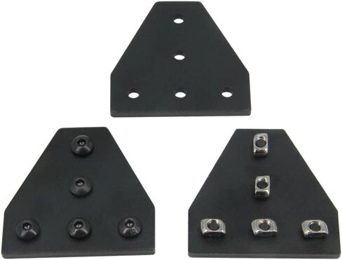 3030 Corner Bracket Plate L Shape 5 Hole 90 Degree Outside Joining Plate with M6x10mm Screws and T-Nuts for 30 x 30mm Series Aluminum Extrusion Profile,8pcs/Pack (Black-3030 L Shape) in Saudi Arabia