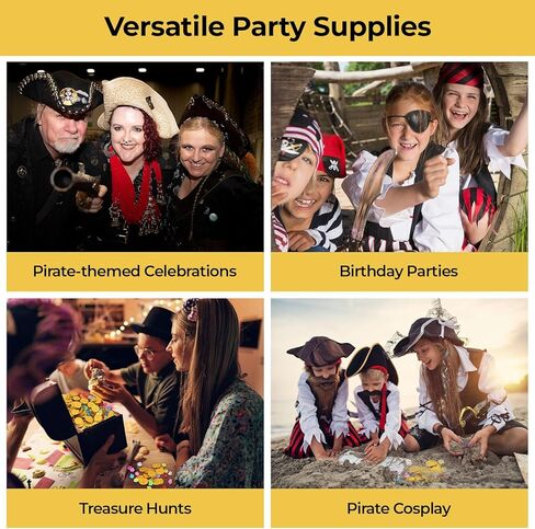 240 Pcs Pirate Gold Coins and Pirate Gems Jewelry Set, Plastic Gold Coins Colored Gems Playset, Pirate Treasure Pirate Party Decorations for Pirate Adventure Themed Party(120 Coins+120 Gems) in Kuwait