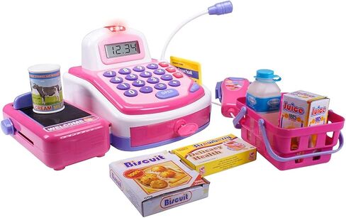 🛒 Products Pretend Play Electronic Cash Register with Realistic Actions & Sounds, Pink in Kuwait