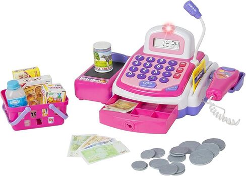 🛒 Products Pretend Play Electronic Cash Register with Realistic Actions & Sounds, Pink in Kuwait