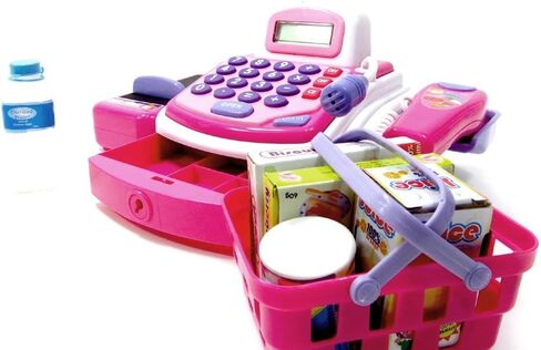 🛒 Products Pretend Play Electronic Cash Register with Realistic Actions & Sounds, Pink in Kuwait