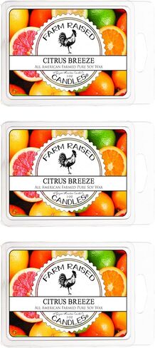 Citrus Breeze 3 Pk Wax Melts - 100% All American Made - Farm Raised Candles - Natural Paraffin Dye Free - Pet Safe Wax Warmer Melts in Saudi Arabia