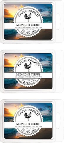 Citrus Breeze 3 Pk Wax Melts - 100% All American Made - Farm Raised Candles - Natural Paraffin Dye Free - Pet Safe Wax Warmer Melts in Saudi Arabia