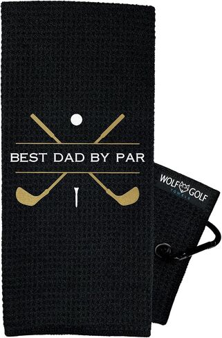 منشفة جولف Best Dad by Par - ملحقات الجولف للرجال - هدايا الجولف للرجال - منشفة جولف مضحكة مطرزة in Kuwait