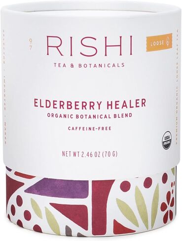 Rishi Tea Elderberry Healer Herbal Tea | USDA Organic Direct Trade Sachet Tea Bags, Certified Kosher, Caffeine Free Elderberry with Ginger Root, Hibiscus Flowers, & Licorice Root | 15 Count (Pack of 6) in Saudi Arabia