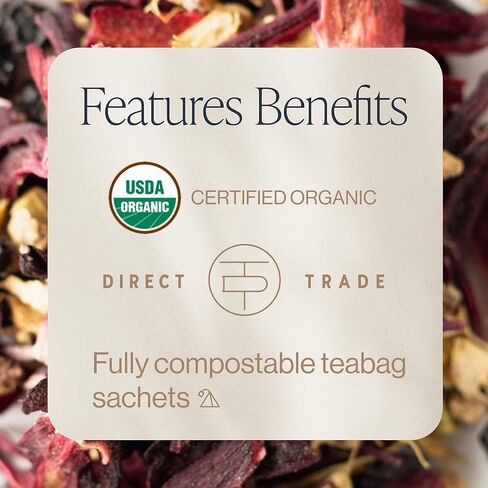 Rishi Tea Elderberry Healer Herbal Tea | USDA Organic Direct Trade Sachet Tea Bags, Certified Kosher, Caffeine Free Elderberry with Ginger Root, Hibiscus Flowers, & Licorice Root | 15 Count (Pack of 6) in Kuwait