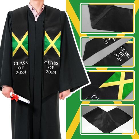 Jamaica Graduation Stole Sash Class of 2024 Jamaica Flag Stole Sash Countries Honor Stole Sash for Study Aboard International Jamaica Student Accessories in Saudi Arabia
