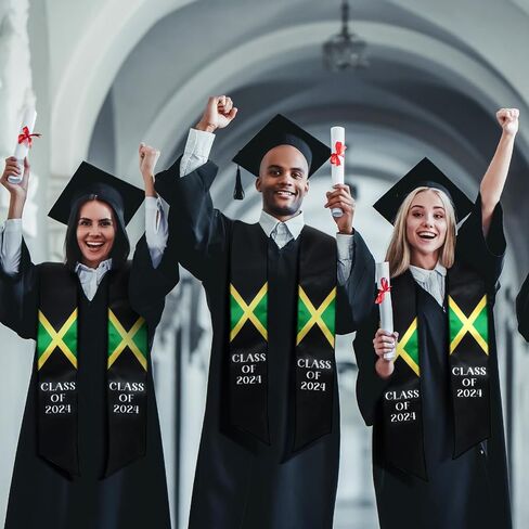 Jamaica Graduation Stole Sash Class of 2024 Jamaica Flag Stole Sash Countries Honor Stole Sash for Study Aboard International Jamaica Student Accessories in Saudi Arabia
