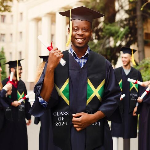 Jamaica Graduation Stole Sash Class of 2024 Jamaica Flag Stole Sash Countries Honor Stole Sash for Study Aboard International Jamaica Student Accessories in Saudi Arabia