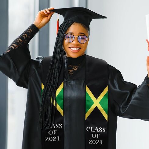 Jamaica Graduation Stole Sash Class of 2024 Jamaica Flag Stole Sash Countries Honor Stole Sash for Study Aboard International Jamaica Student Accessories in Saudi Arabia
