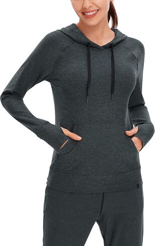CRZ YOGA Women's Hoodie Long Sleeve Shirts Running Workout Top Pullover Sweatshirts with Pocket in Saudi Arabia