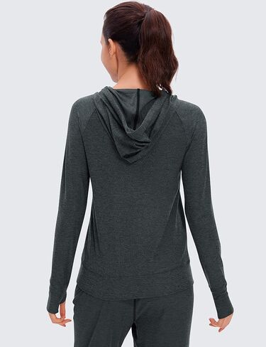 CRZ YOGA Women's Hoodie Long Sleeve Shirts Running Workout Top Pullover Sweatshirts with Pocket in Saudi Arabia