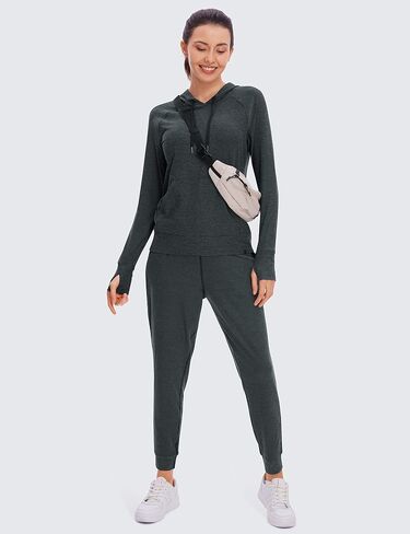 CRZ YOGA Women's Hoodie Long Sleeve Shirts Running Workout Top Pullover Sweatshirts with Pocket in Saudi Arabia