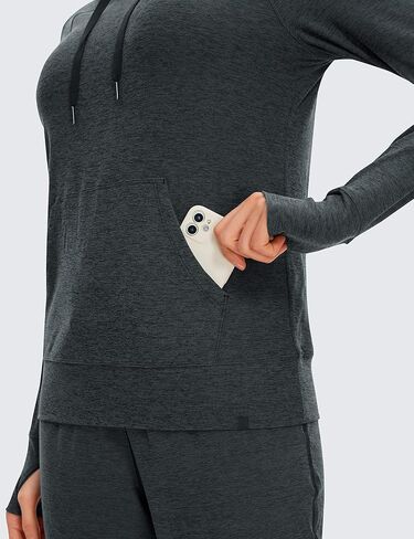 CRZ YOGA Women's Hoodie Long Sleeve Shirts Running Workout Top Pullover Sweatshirts with Pocket in Saudi Arabia