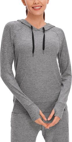 CRZ YOGA Women's Hoodie Long Sleeve Shirts Running Workout Top Pullover Sweatshirts with Pocket in Saudi Arabia