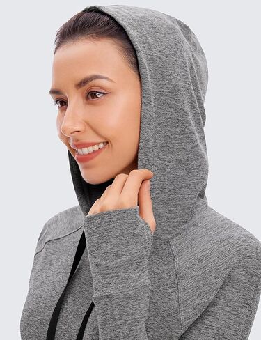 CRZ YOGA Women's Hoodie Long Sleeve Shirts Running Workout Top Pullover Sweatshirts with Pocket in Saudi Arabia