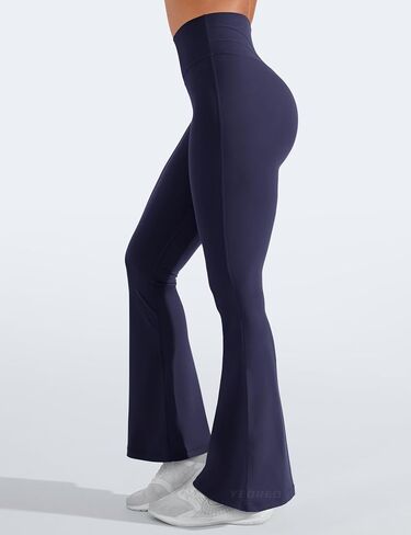 YEOREO Women Flare Leggings Short Inseam Lynnie Bootcut Yoga Workout Pants High Waist Bell Bottom Workout Legging Navy S in Saudi Arabia