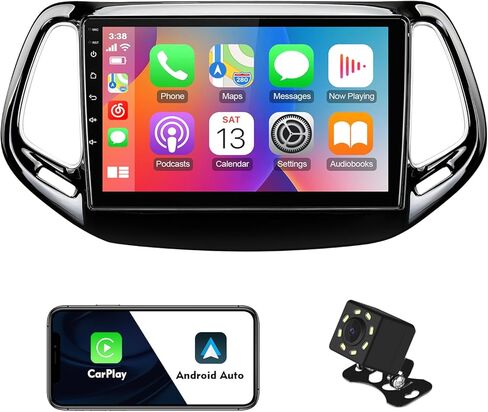 10.1-inch Android 12 Double Din Car Stereo for Jeep Compass 2 MP 2017-2019 IPS Touchscreen Screen Car Radio with Carplay & Android Auto Support Backup Camera GPS FM Navi BT SWC in Kuwait