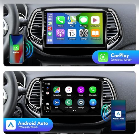 10.1-inch Android 12 Double Din Car Stereo for Jeep Compass 2 MP 2017-2019 IPS Touchscreen Screen Car Radio with Carplay & Android Auto Support Backup Camera GPS FM Navi BT SWC in Kuwait