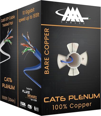 Cat6 بكامل هيئتها 1000 قدم من النحاس الصلب | نجح اختبار محلل الشبكة DSX-8000 | 23AWG، 550 ميجا هرتز، 10 جيجابت | إيثرنت بالجملة من النحاس العاري الصلب | بو | 100% نحاس صلب | أزرق in Kuwait