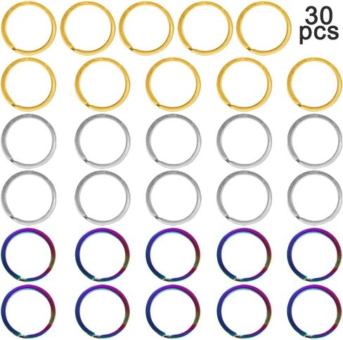 حلقات مفاتيح، 30 قطعة 1.18 بوصة (30 مم) حلقات مفاتيح مقسمة مستديرة لسلاسل المفاتيح والمنزل والسيارة المعدنية الكبيرة وعلامات حلقية للكلاب in Kuwait